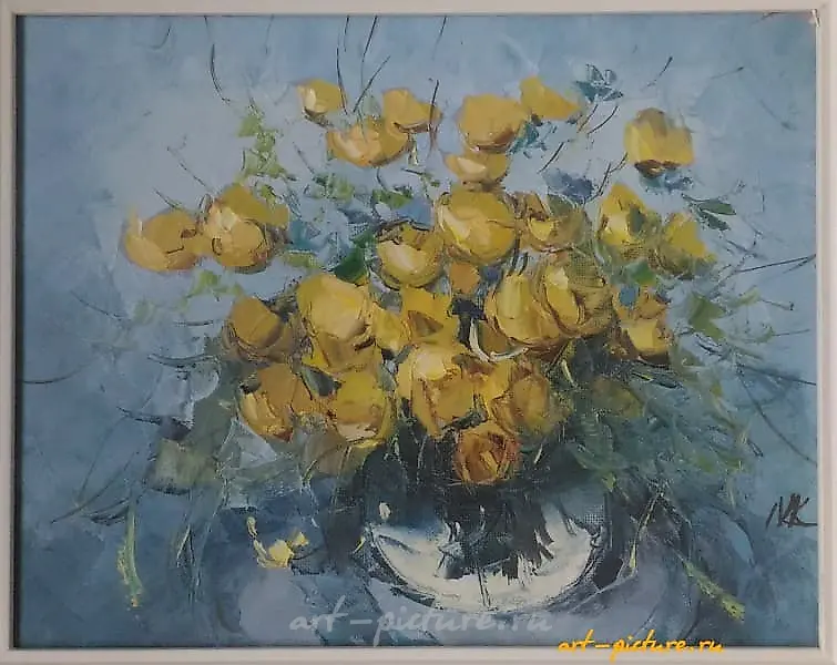 Купальницы масло, холст 