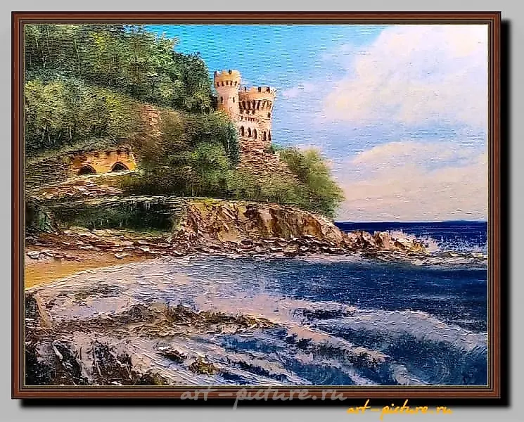 Остров. масло, холст на картоне, мастихин 
