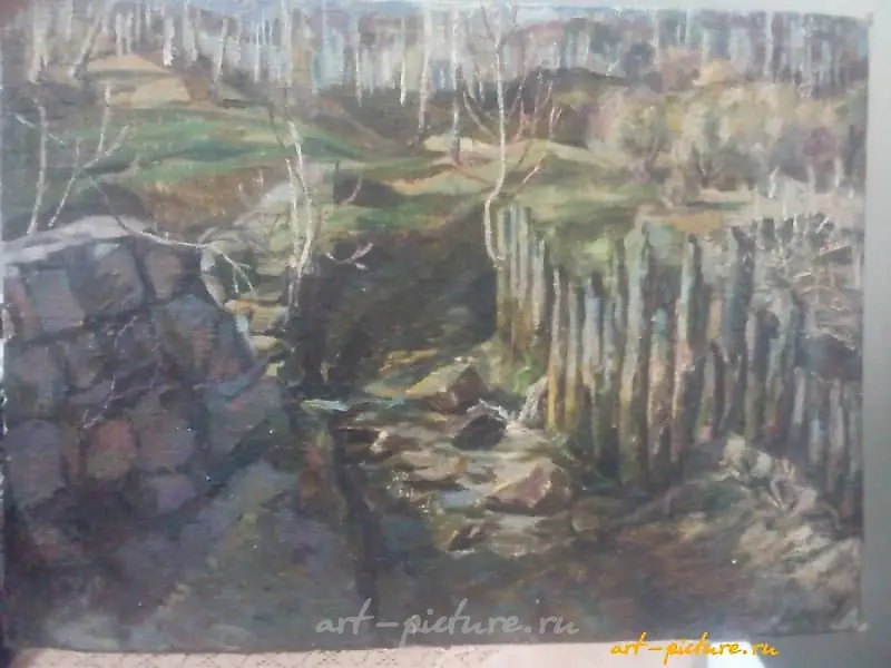 Старая запруда. холст на картоне.масло 