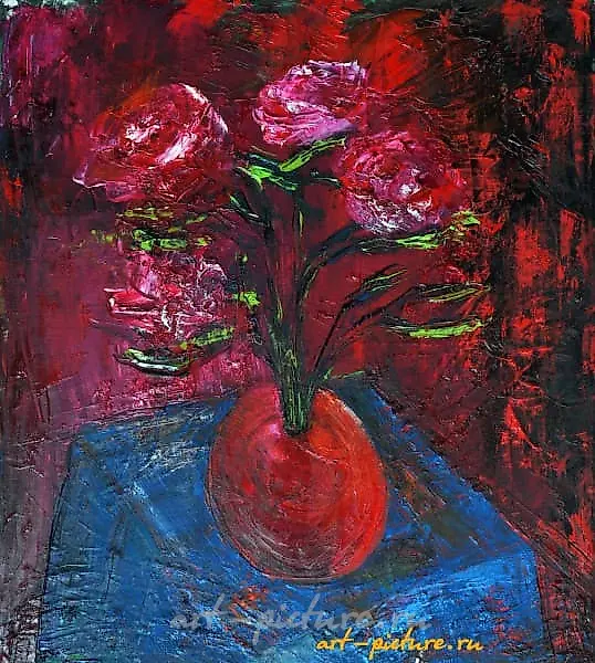 The text ".RED. xolst maslo" translates to ".RED. canvas oil" in English. "xolst" refers to "canvas" and "maslo" means "oil" in Russian. The ".RED." appears to be a label or brand.