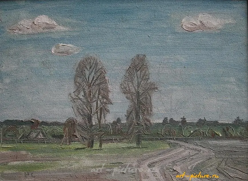 Моя бывшая деревня. Картон, масло. 28 х 38 см