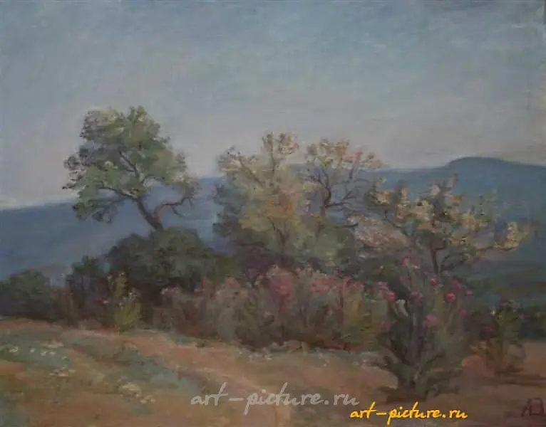 Цветет татарник. Холст, масло. 51 х 65 см