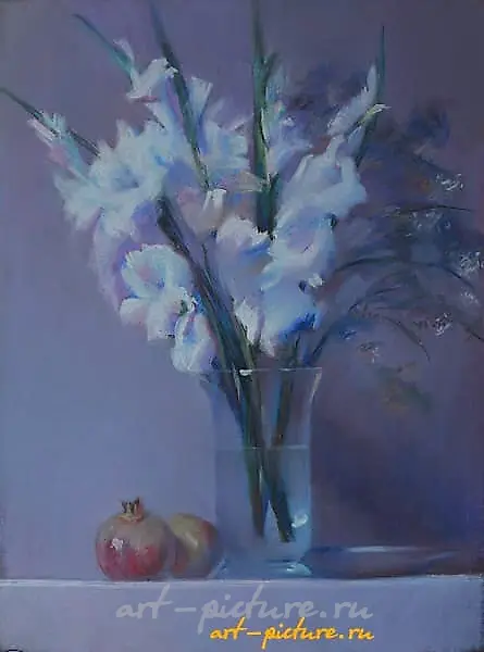 «Нежность. Гладиолусы» Пастель, бумага. 