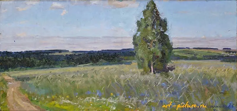 Ржаное поле. картон, масло 
