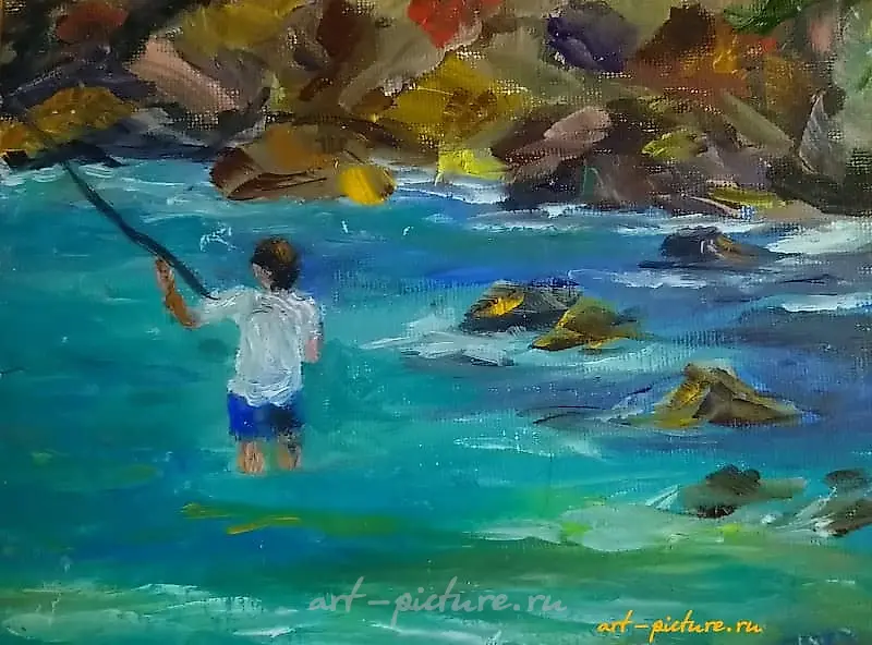 Рыбалка. Бали масло, холст 