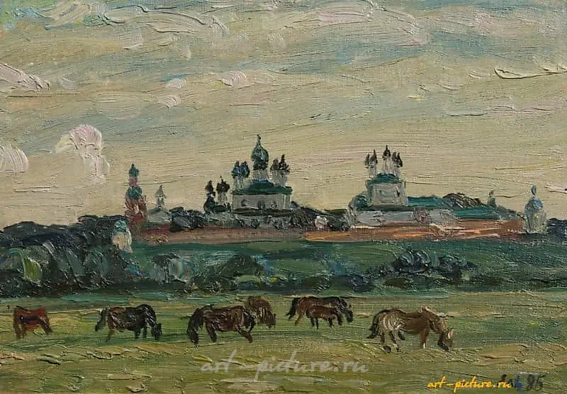 Монастырь. Картон, масло. 28 х 21 см.
