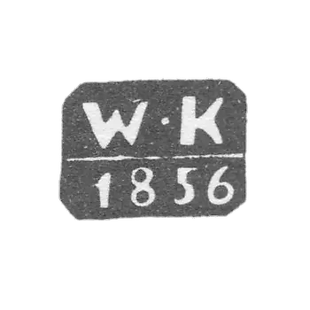 Клеймо неизвестного пробирного мастера Минска - инициалы "W-K" - 1856-1877 гг.