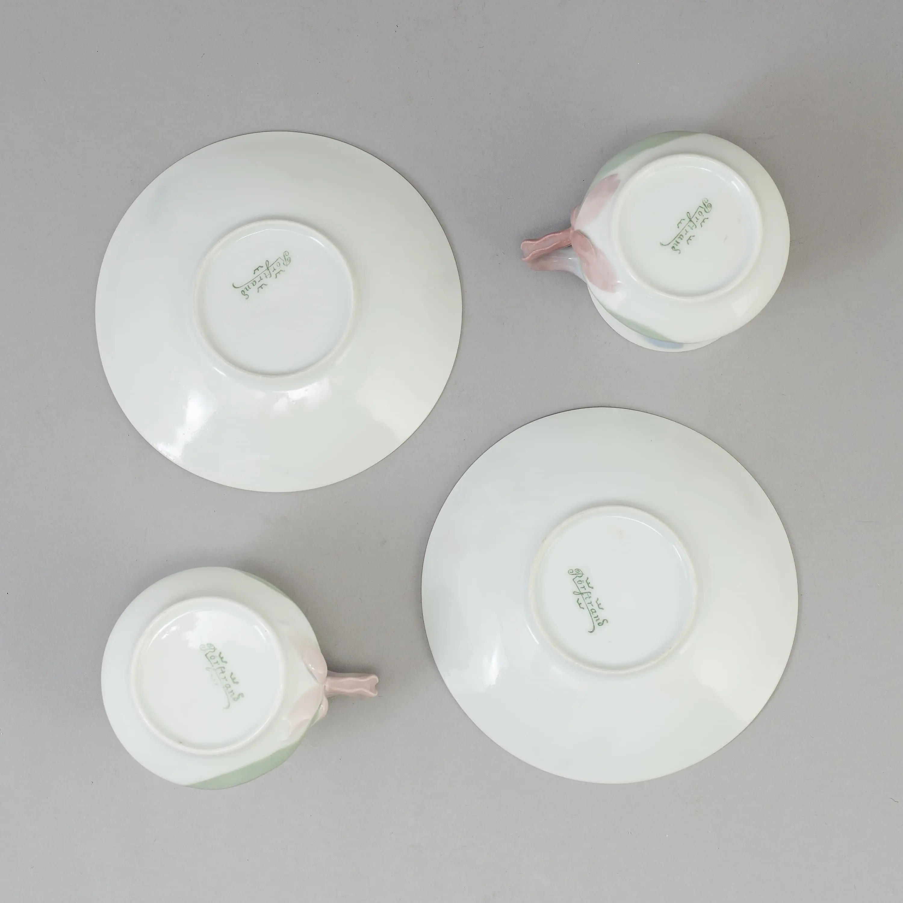Porcelain coffee pairs with irises. Modern style. Hand-painted under glaze. Sweden, Rörstrand. — photo 3