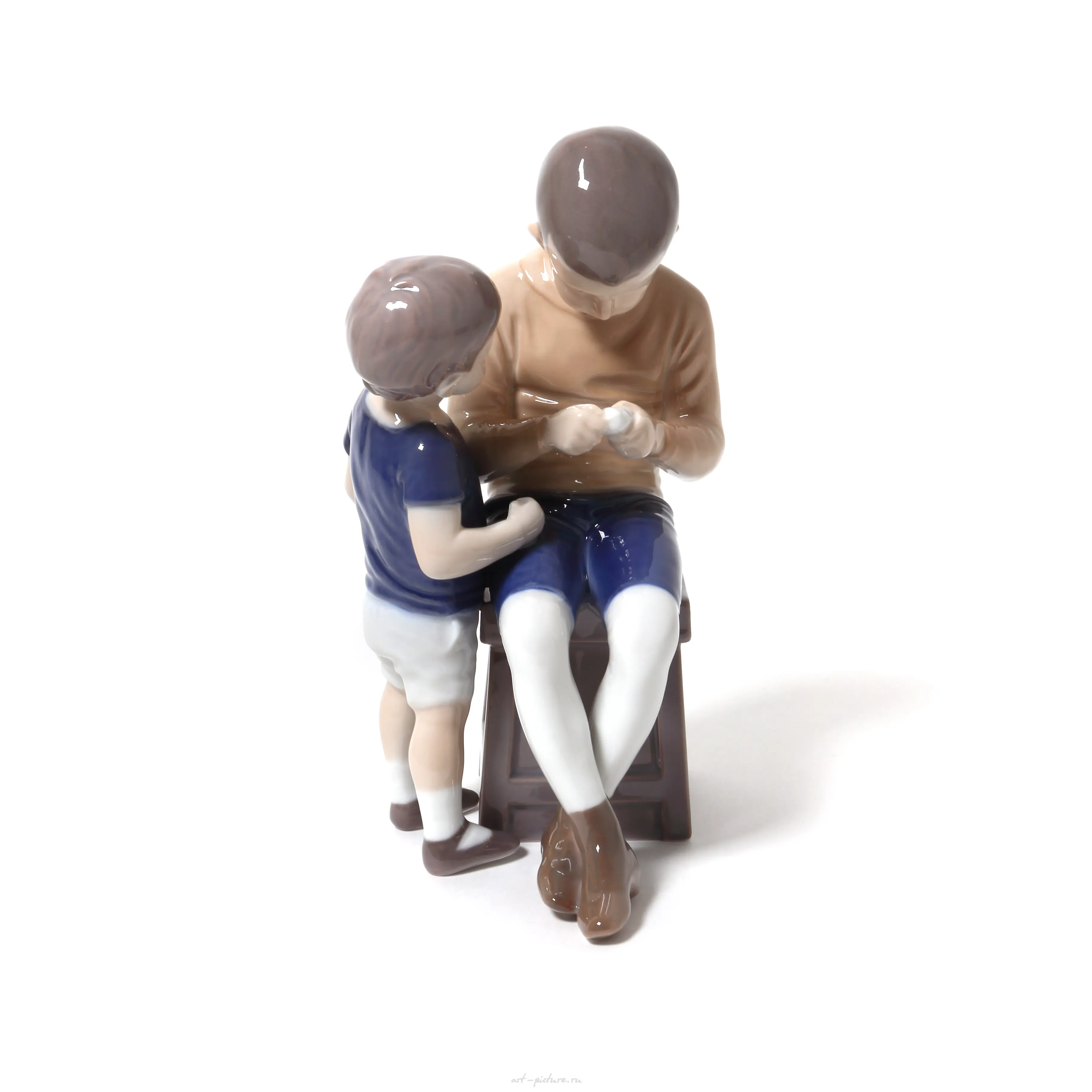 Porcelain figure (statuette) "Tom and Willy (two boys, two brothers). Denmark, Copenhagen, Bing & Grondahl. — photo 2