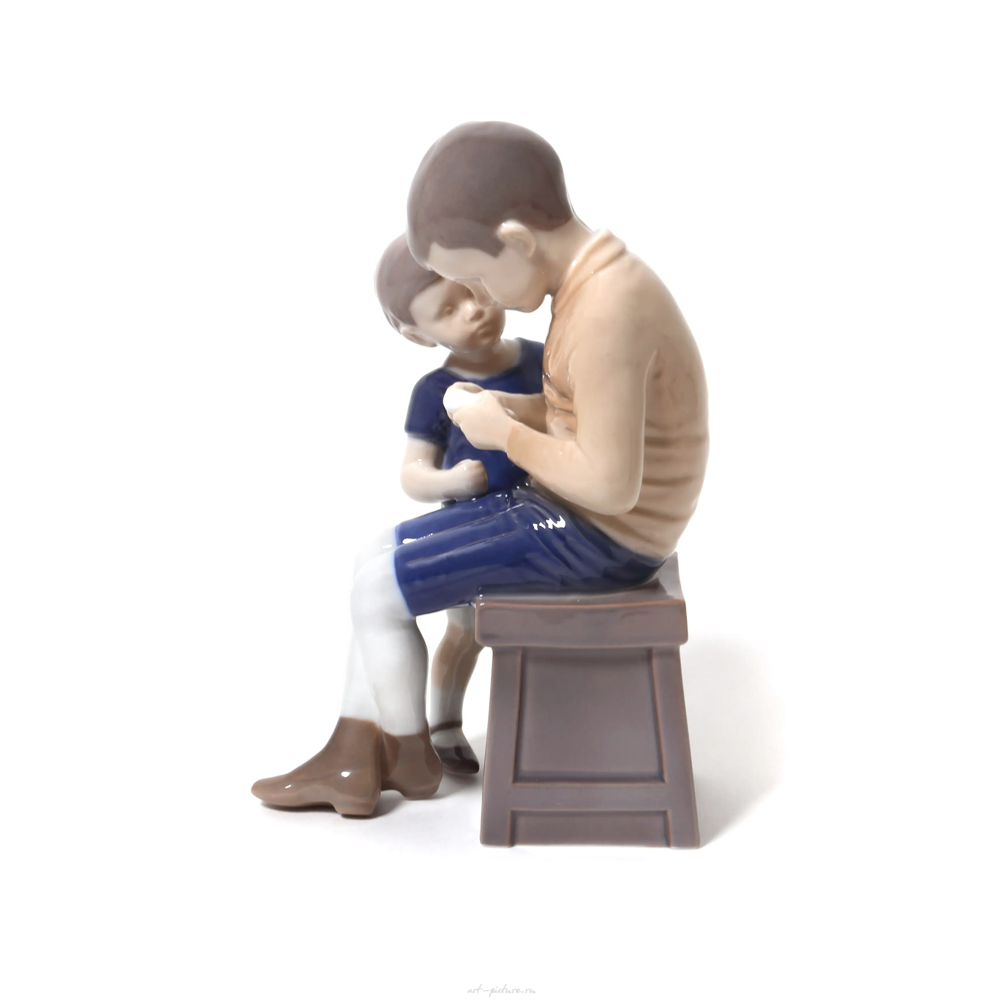 Porcelain figure (statuette) "Tom and Willy (two boys, two brothers). Denmark, Copenhagen, Bing & Grondahl. — photo 3