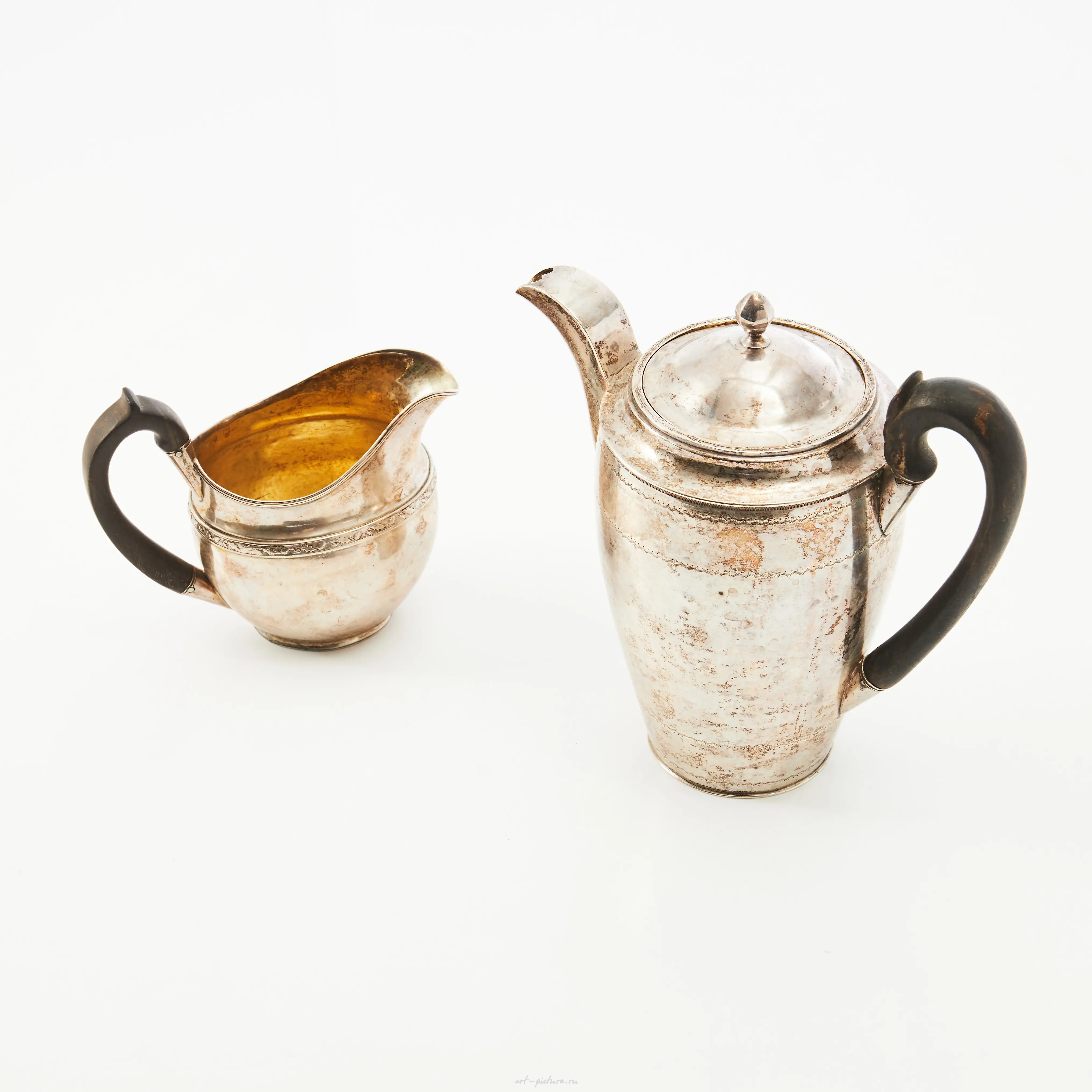 Coffee pot milk jug silver 18th century Russia — photo 2