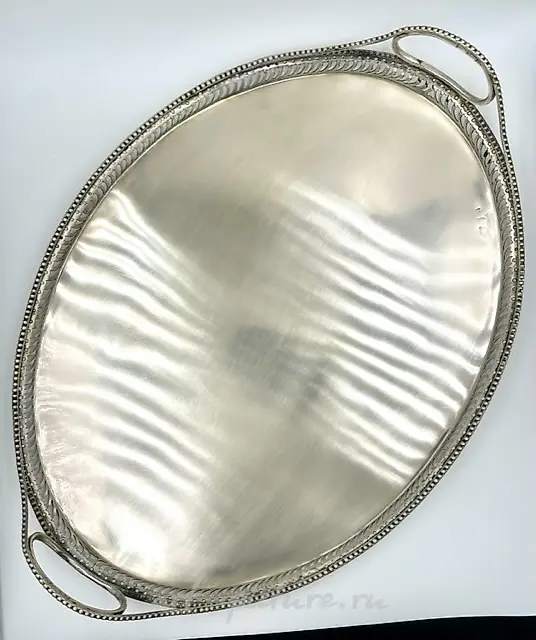 Silver tray in Russian style, 18th century, with side handles, 1798, Kaluga. — photo 2
