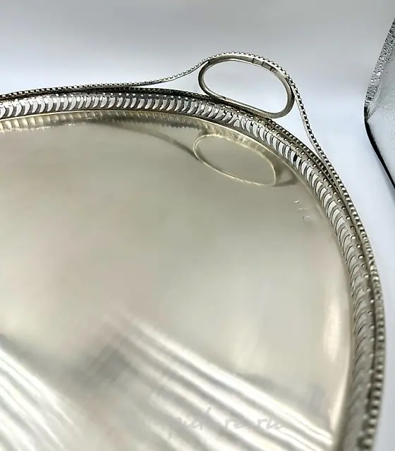 Silver tray in Russian style, 18th century, with side handles, 1798, Kaluga. — photo 3