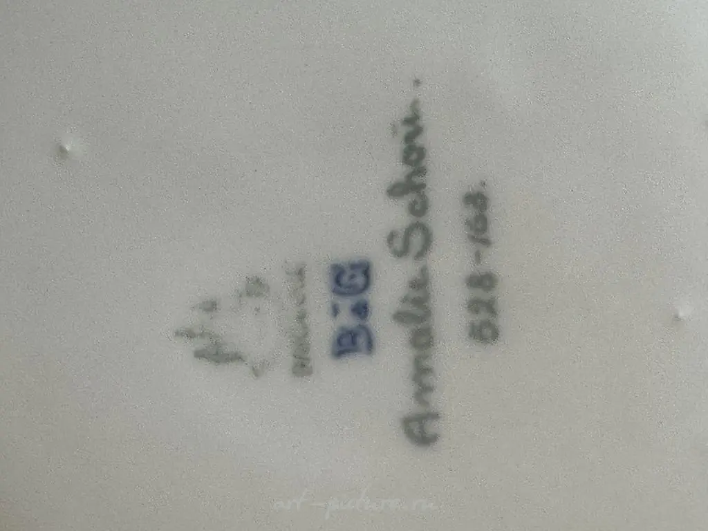 独特的陶瓷花瓶，带有乡村风景，Amalie Schou，44厘米。Bing & Grondahl — 照片 2