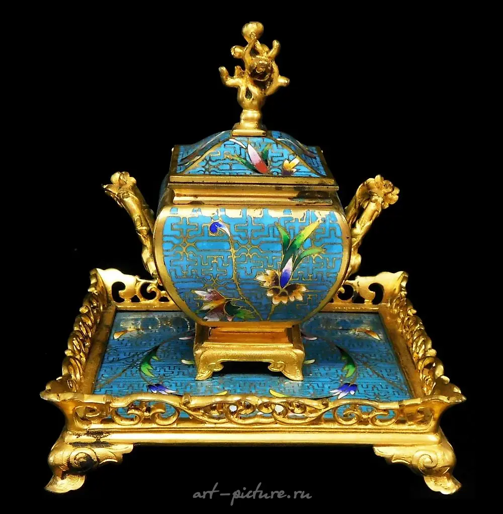 Cloisonne enamel and gilt silver beaker on stand, Russian, 2...