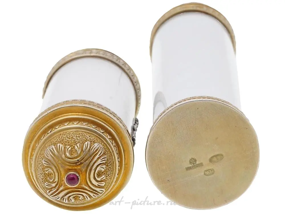 RUSSIAN 88 SILVER ENAMEL RUBY CIGAR CASE WITH CASE — photo 8