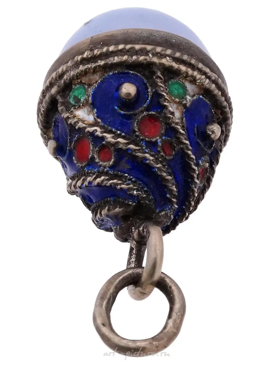 RUSSIAN GILT SILVER CLOISONNE ENAMEL EGG PENDANT — photo 4