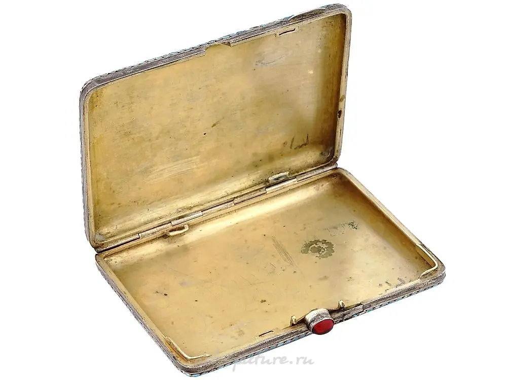 RUSSIAN SILVER CLOISONNE ENAMEL CIGARETTE CASE — photo 3