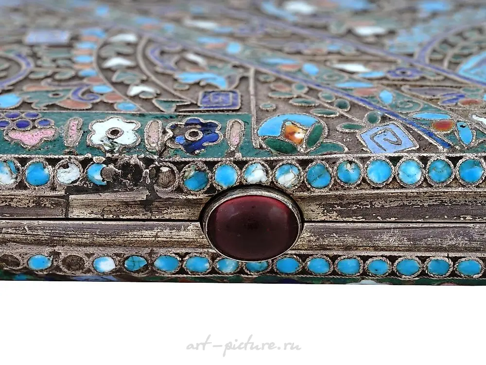 RUSSIAN SILVER CLOISONNE ENAMEL CIGARETTE CASE — photo 2