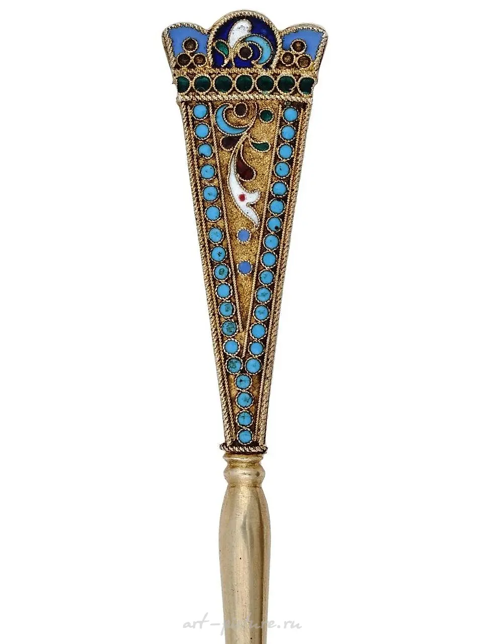 RUSSIAN 84 GILT SILVER AND CLOISONNE ENAMEL SPOON — photo 3