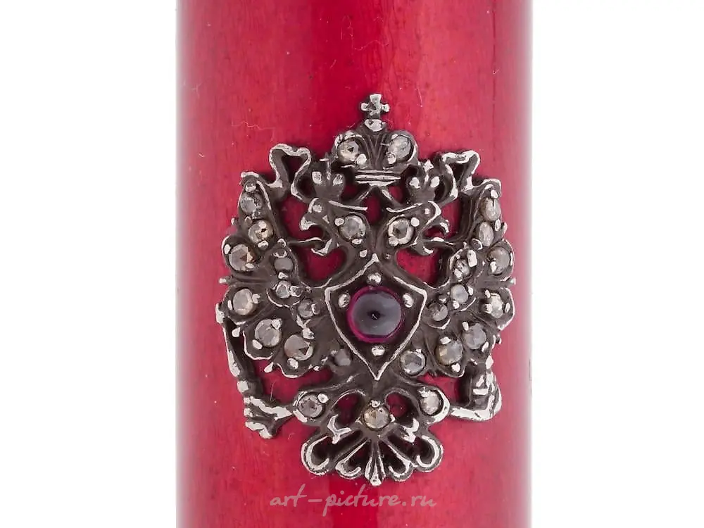 RUSSIAN SILVER ENAMEL DIAMOND OWL CANE HANDLE — photo 9