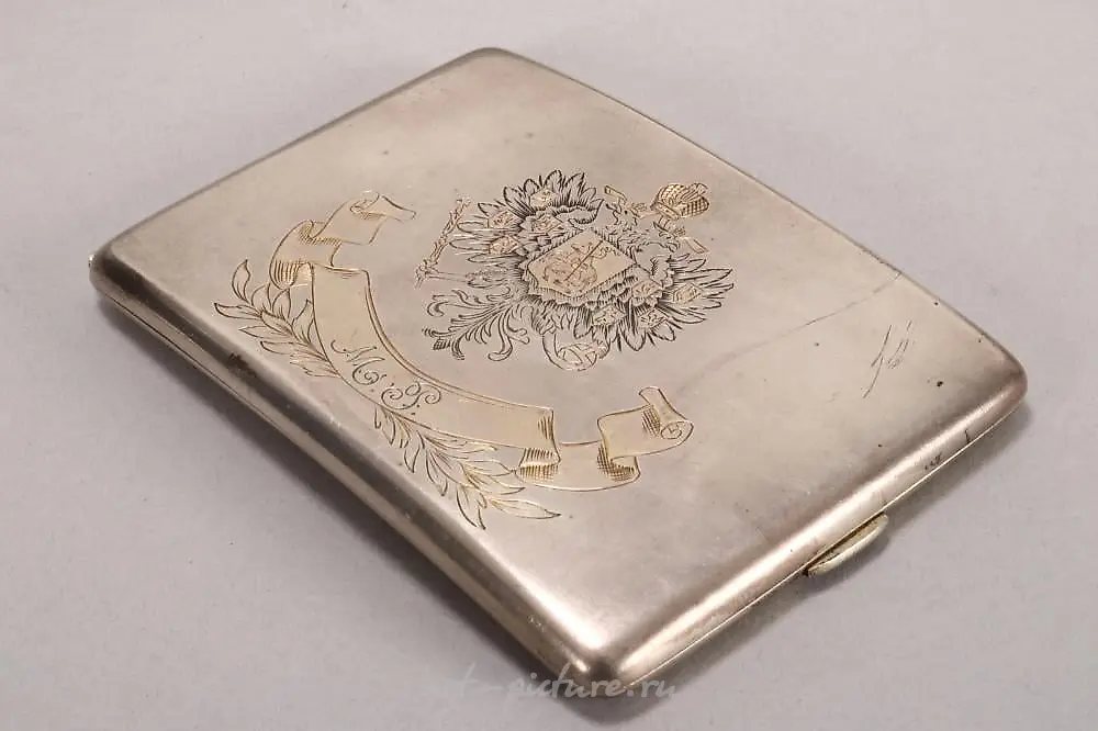 Russian Silver Cigarette Box and Cover.