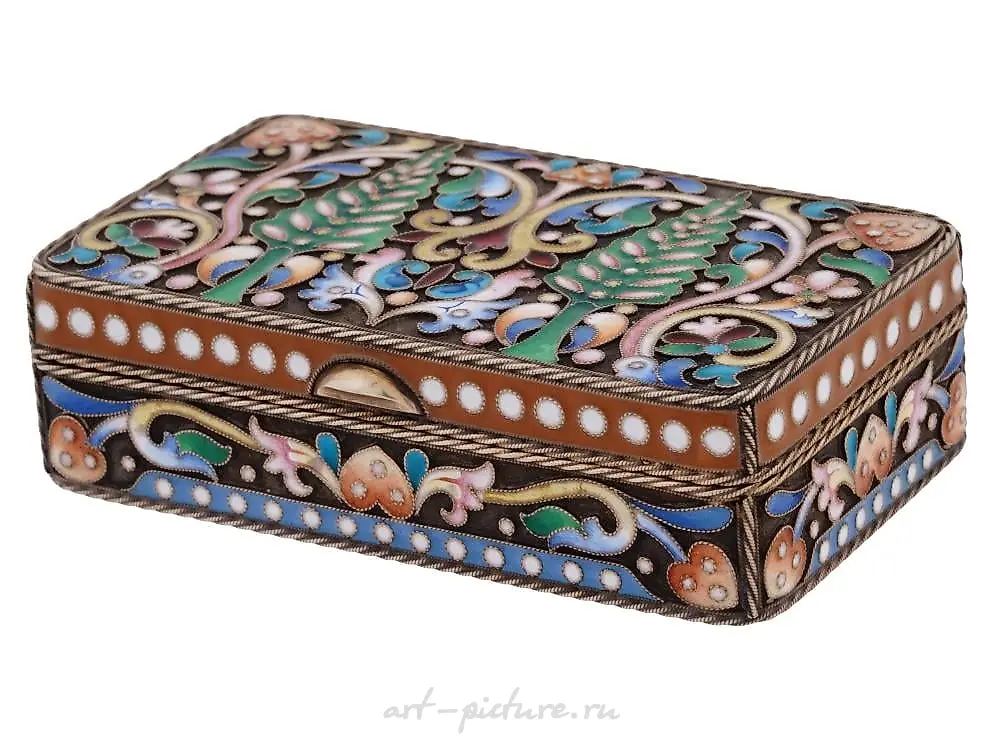 RUSSIAN 84 GILT SILVER ENAMEL EASTER EGG BOX — photo 4