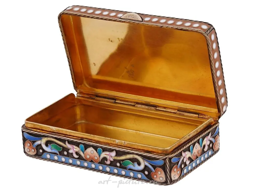 RUSSIAN 84 GILT SILVER ENAMEL EASTER EGG BOX — photo 11