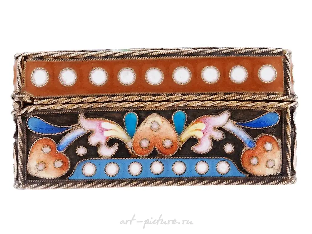 RUSSIAN 84 GILT SILVER ENAMEL EASTER EGG BOX — photo 3
