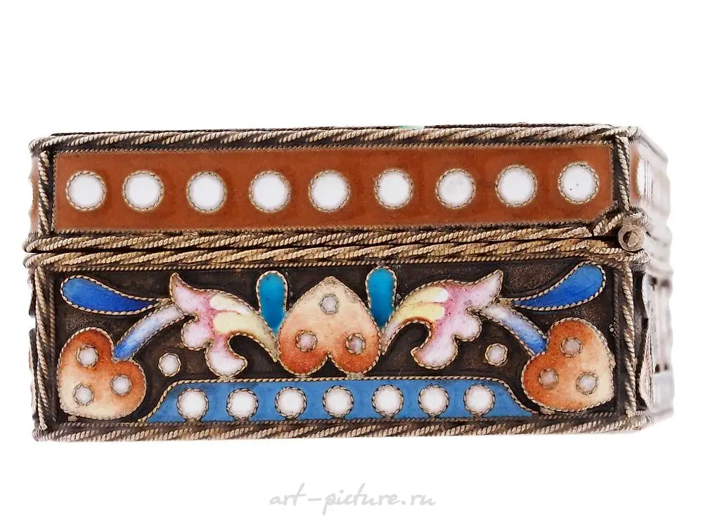 RUSSIAN 84 GILT SILVER ENAMEL EASTER EGG BOX — photo 10