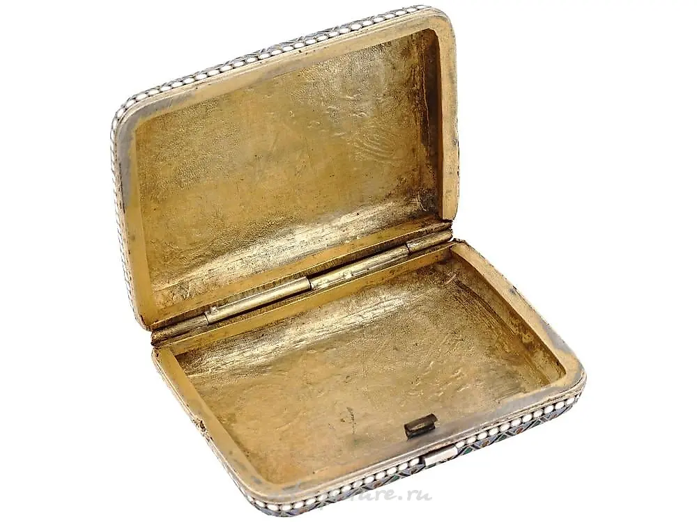 RUSSIAN SILVER CLOISONNE ENAMEL CIGARETTE CASE — photo 4