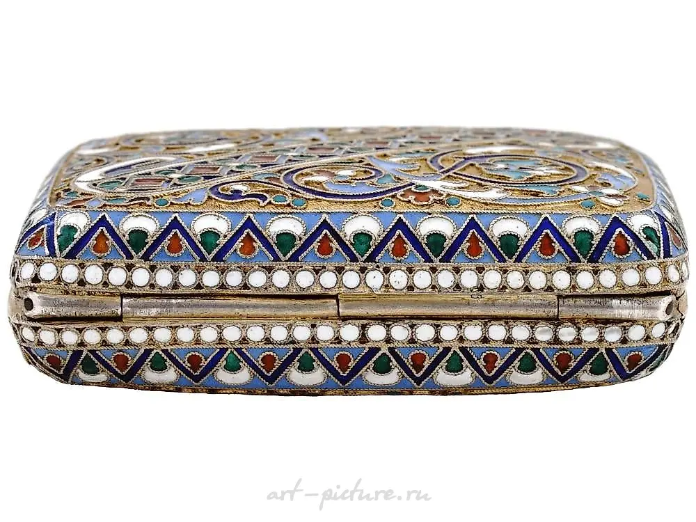 RUSSIAN SILVER CLOISONNE ENAMEL CIGARETTE CASE — photo 8