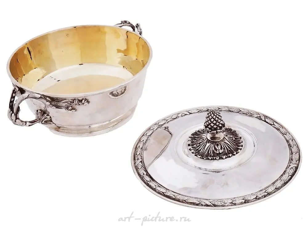 MONUMENTAL RUSSIAN SILVER GILT SOUP TUREEN WITH GEMS — photo 6