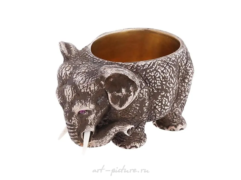 RUSSIAN 88 SILVER FIGURE OF ELEPHANT SALT CELLAR