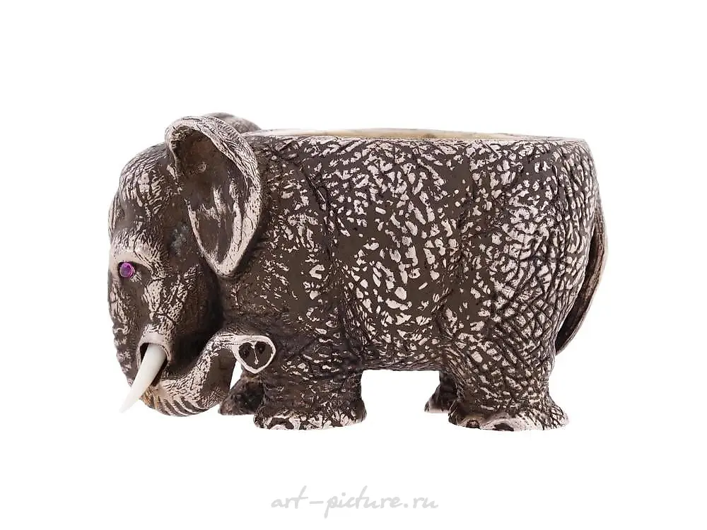 RUSSIAN 88 SILVER FIGURE OF ELEPHANT SALT CELLAR — photo 4