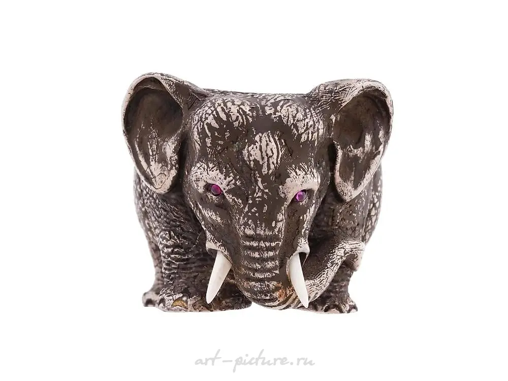 RUSSIAN 88 SILVER FIGURE OF ELEPHANT SALT CELLAR — photo 10