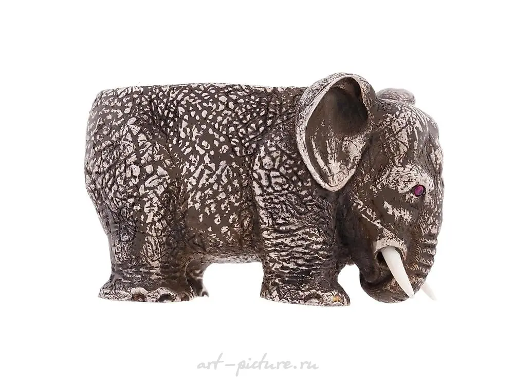 RUSSIAN 88 SILVER FIGURE OF ELEPHANT SALT CELLAR — photo 6