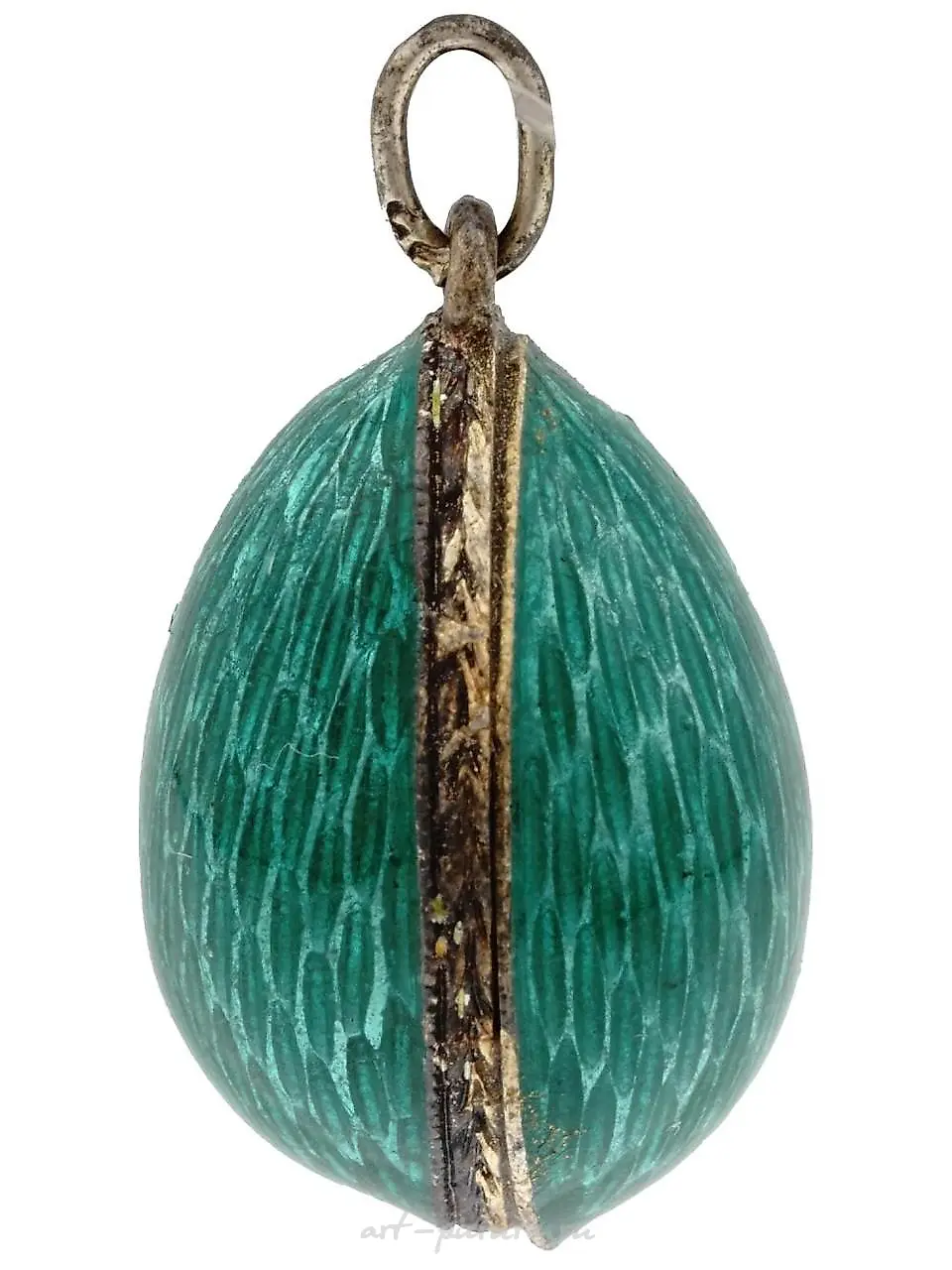 RUSSIAN GILT SILVER AND RED ENAMEL EGG PENDANT — photo 3