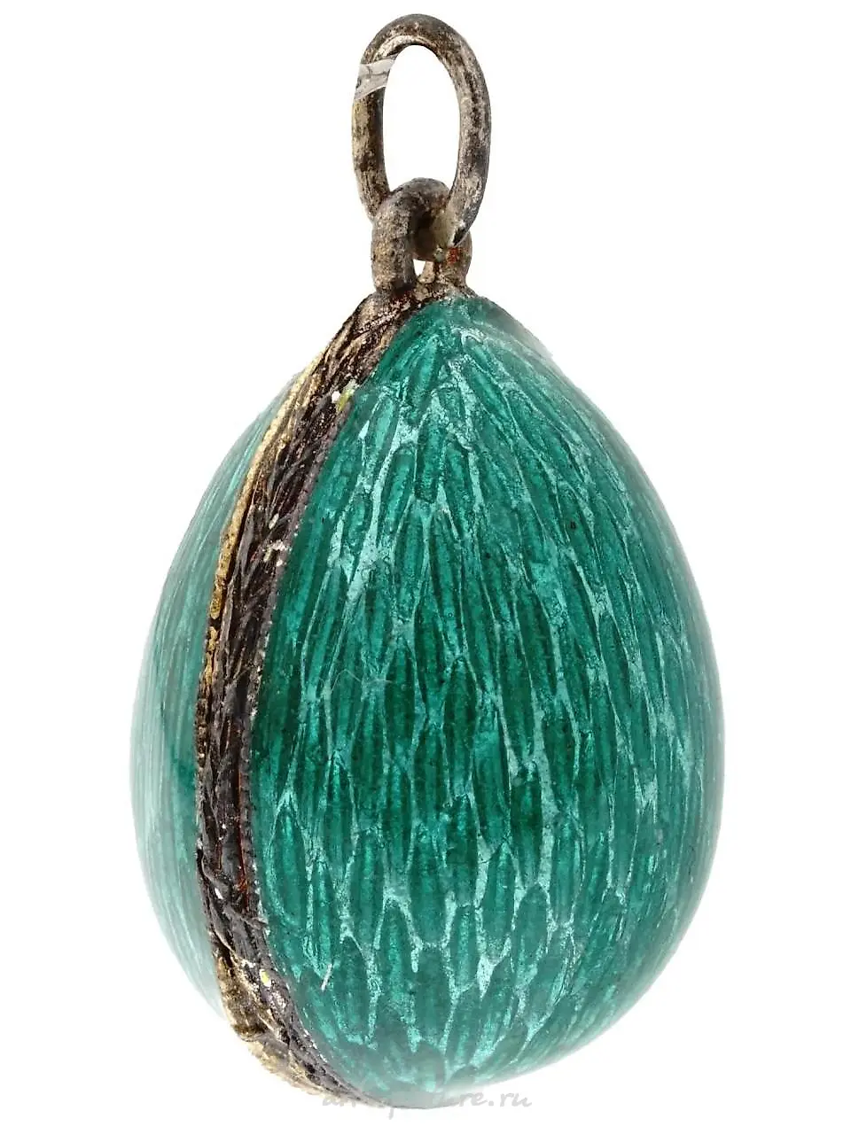 RUSSIAN GILT SILVER AND RED ENAMEL EGG PENDANT — photo 6