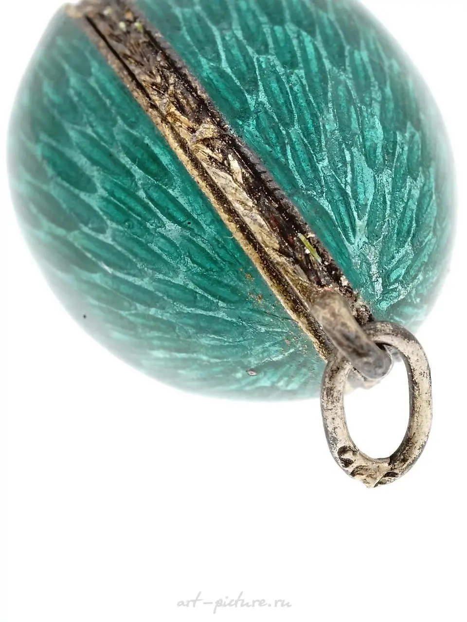RUSSIAN GILT SILVER AND RED ENAMEL EGG PENDANT — photo 2