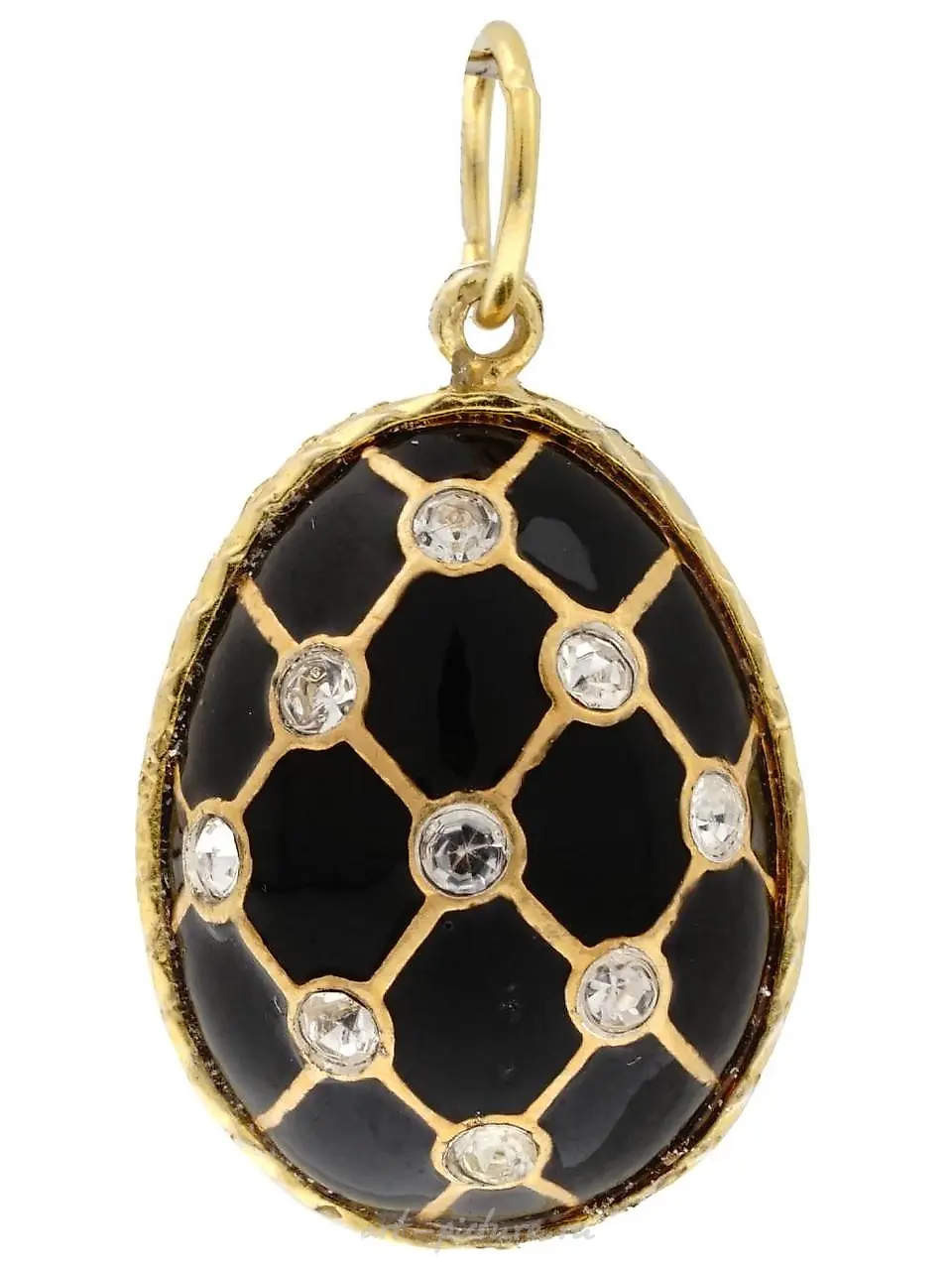 RUSSIAN 84 GILT SILVER DIAMOND ENAMEL EGG PENDANT