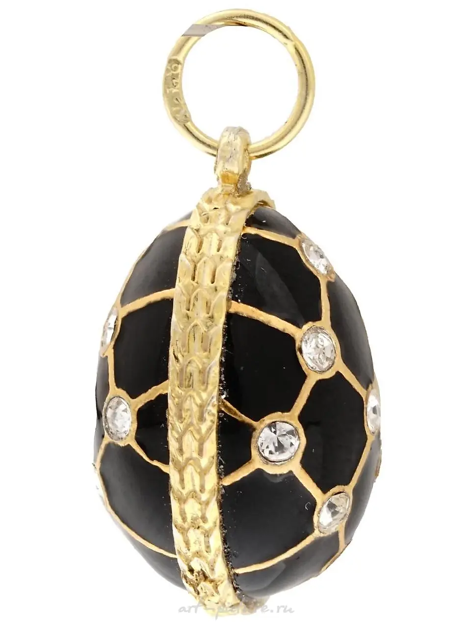 RUSSIAN 84 GILT SILVER DIAMOND ENAMEL EGG PENDANT — photo 2