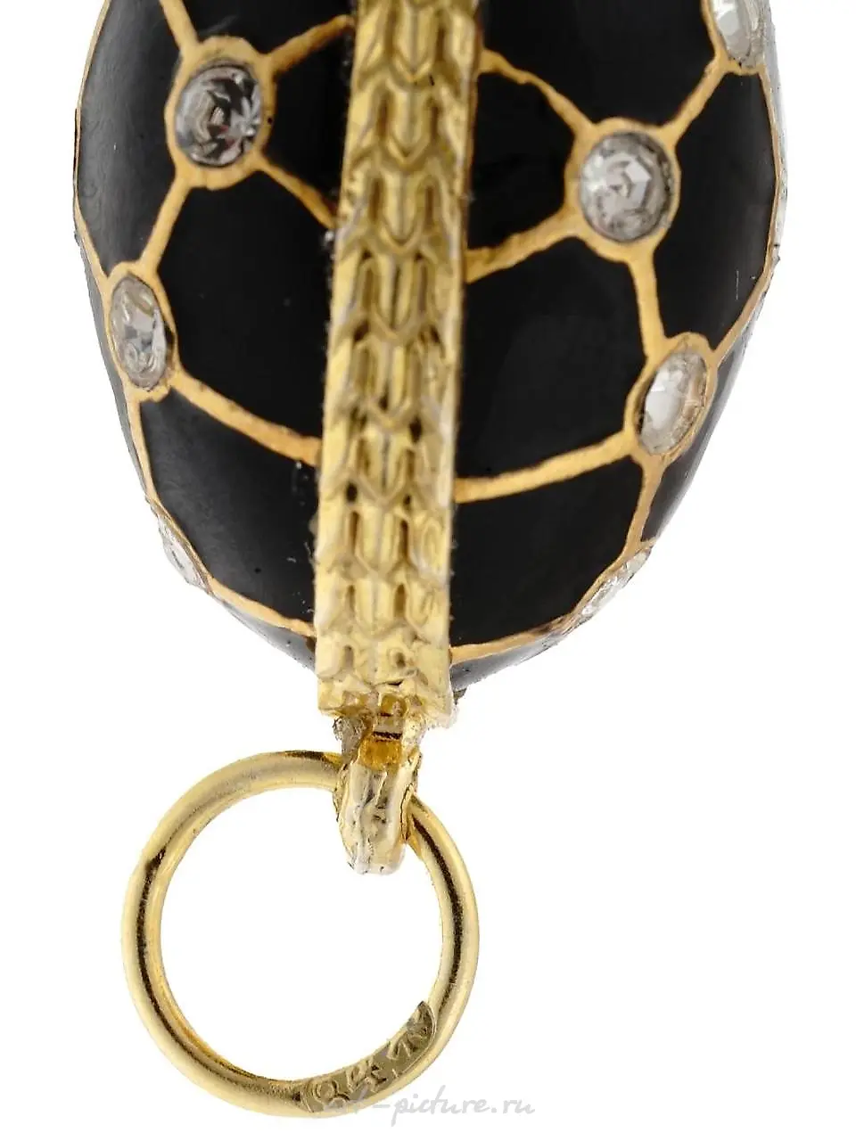 RUSSIAN 84 GILT SILVER DIAMOND ENAMEL EGG PENDANT — photo 3