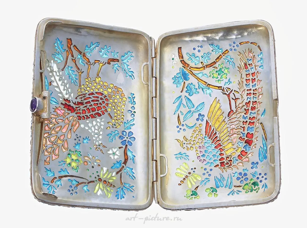 Attractive Russian silver-gilt and cloisonné cigarette case,... — photo 3