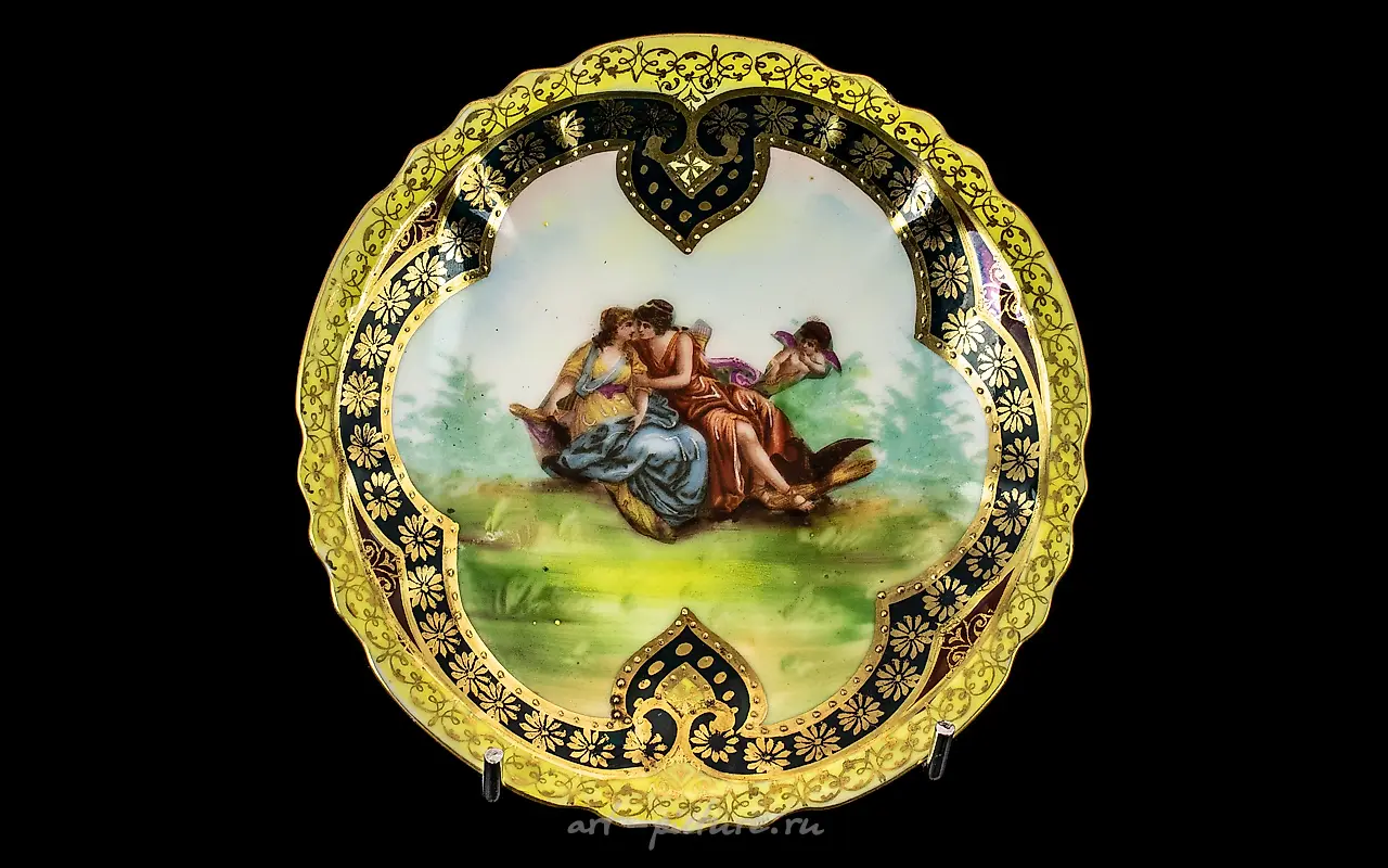 Королевская венская чашка и блюдце с романтическими сценами — фото 2