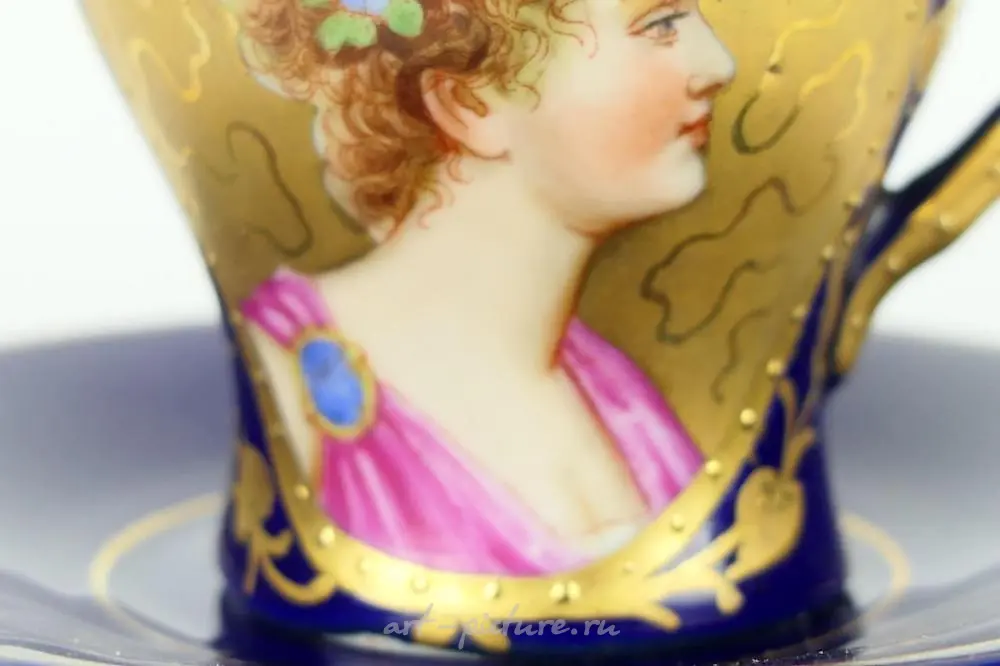 ANTIQUE ROYAL VIENNA HAND PAINTED CUP & SAUCER — photo 4
