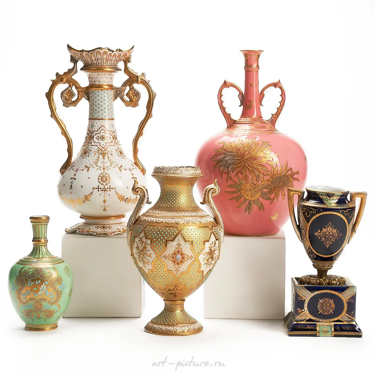 Эмалированные фарфоровые вазы: Royal Vienna, Coalport, Copelands