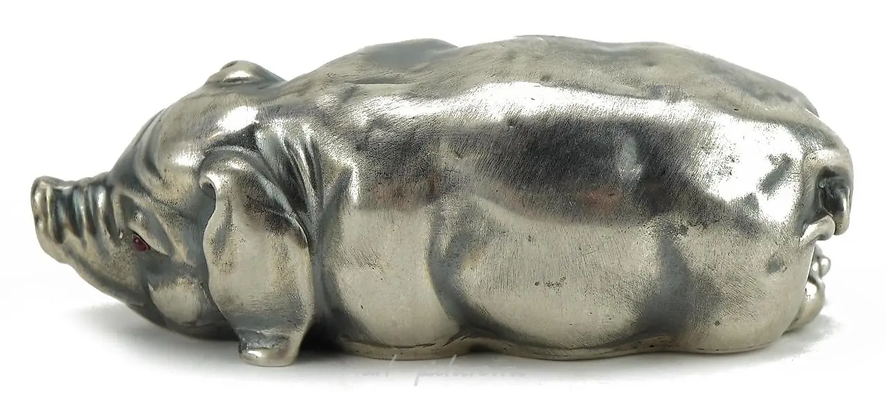 Cast silver gilt vodka cup in the form of an elephant with ruby eyes. — photo 2