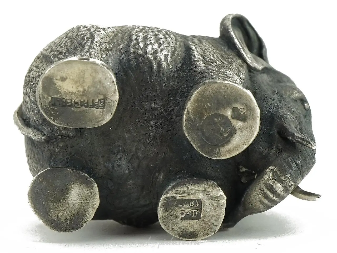 Cast silver gilt vodka cup in the form of an elephant with ruby eyes. — photo 3