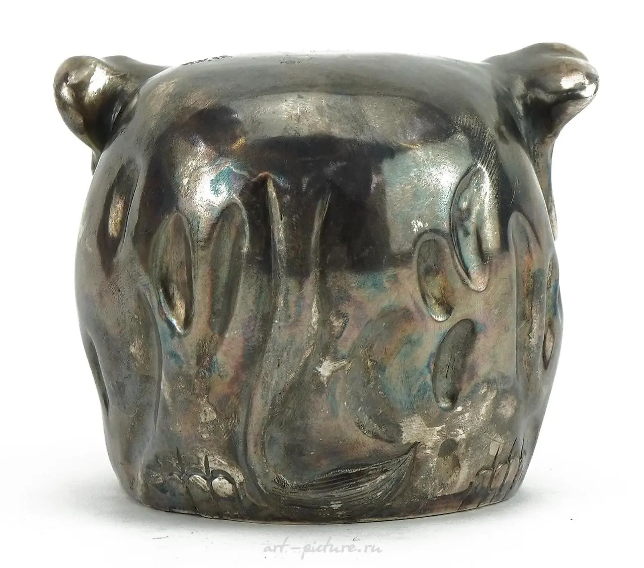 Silver model of a reclining pig with ruby eyes, impressed Ru... — photo 2
